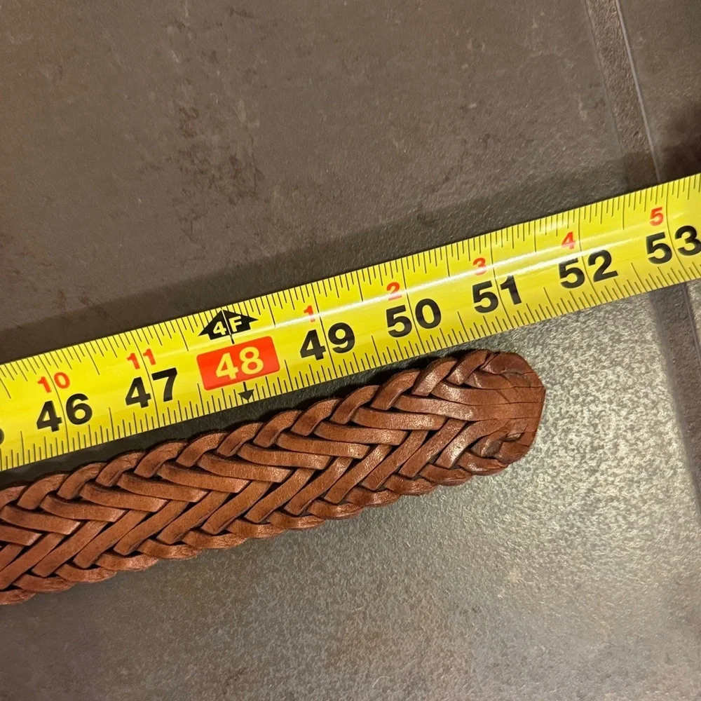 Moroccan Woven Leather Belt Brown NWOT Boho Braided Handcrafted 51” Artisan Belt